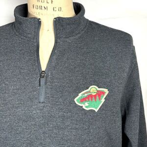 Antigua Heather Charcoal Minnesota Wild Mens Quarter-Zip Pullover Top SZ 2XL